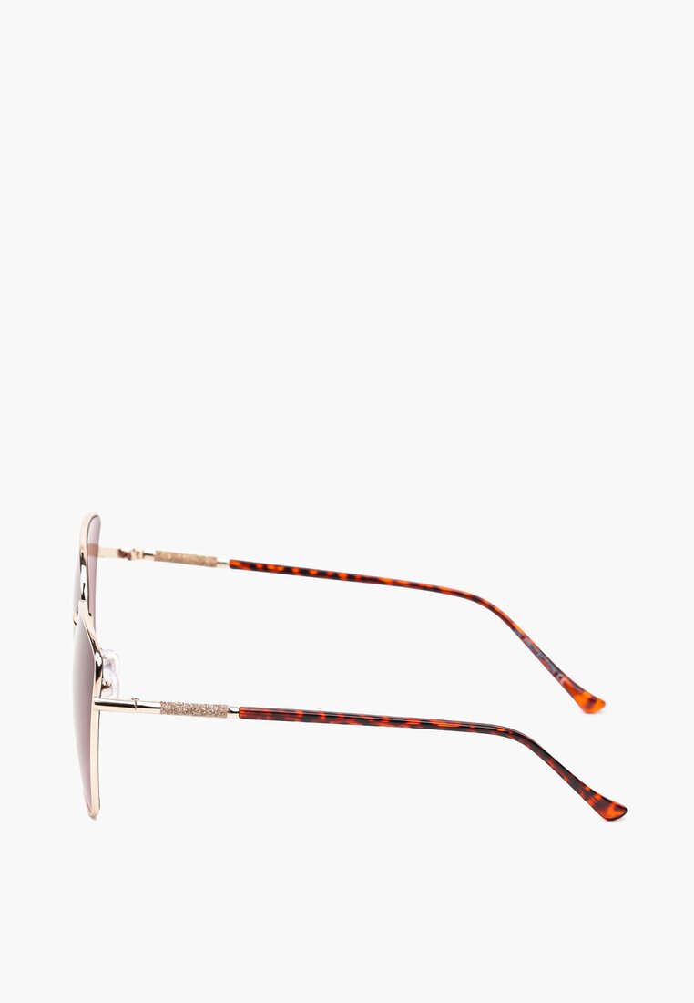 Brązowe Okulary Przeciwsłoneczne z Cieniowanymi Szkiełkami i Cienkimi Oprawkami Civara