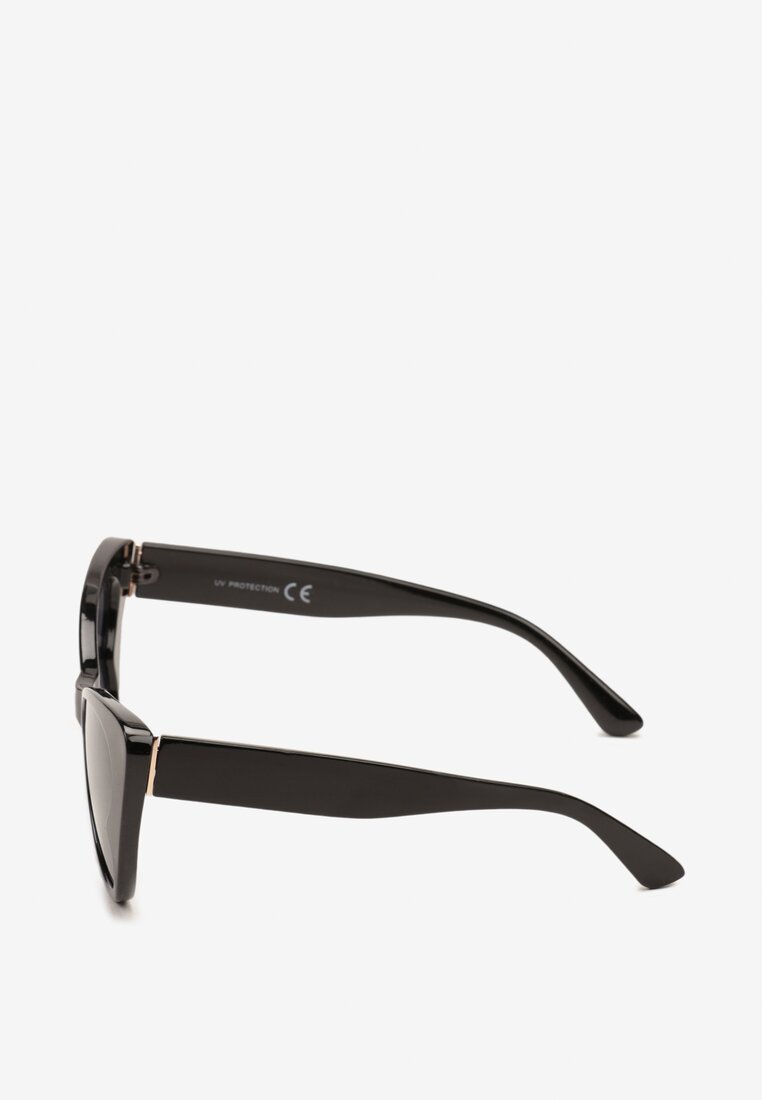 Czarne Okulary Przeciwsłoneczne z Mocno Wyciągniętym Kocim Okiem Tiviana