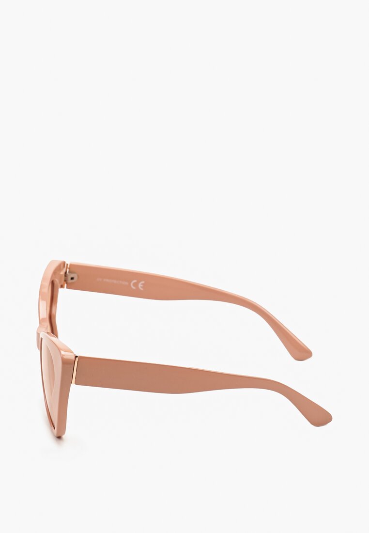 Beżowe Okulary Przeciwsłoneczne z Mocno Wyciągniętym Kocim Okiem Tiviana