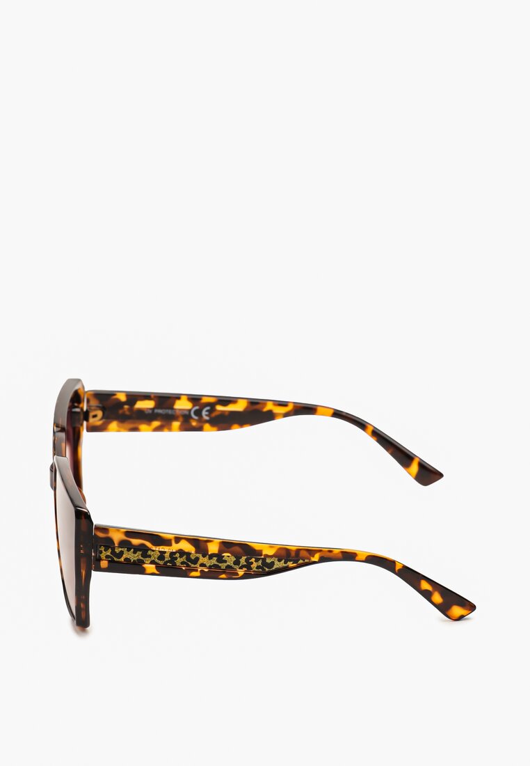 Ciemnobrązowe Okulary Przeciwsłoneczne ze Wstawkami z Motywem Zwierzęcym Quintalia
