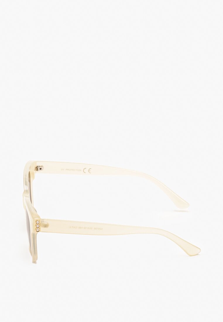 Jasnobeżowe Klasyczne Okulary Przeciwsłoneczne Olivdia
