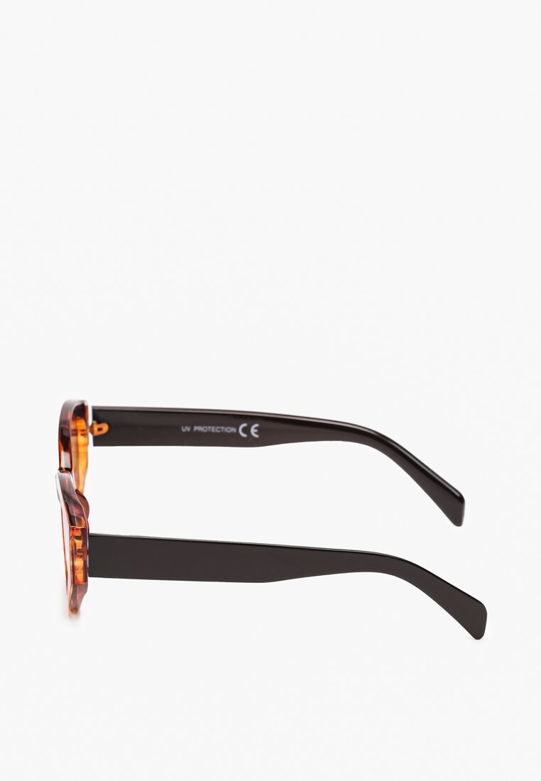 Pomarańczowo-Czarne Okulary Przeciwsłoneczne z Wyciągniętym Kocim Okiem Effiele