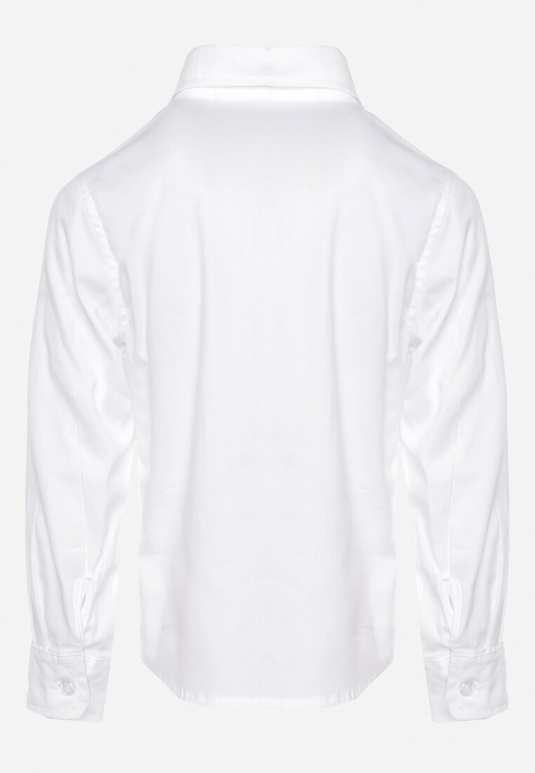 Biała Koszula Slim z Bawełny Zapinana na Guziki Lospia