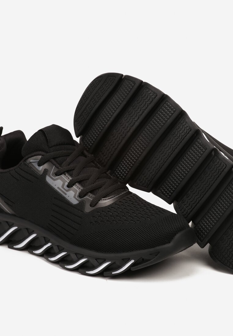 Czarne Buty Sportowe Sneakersy Sznurowane na Elastycznej Podeszwie Criselda