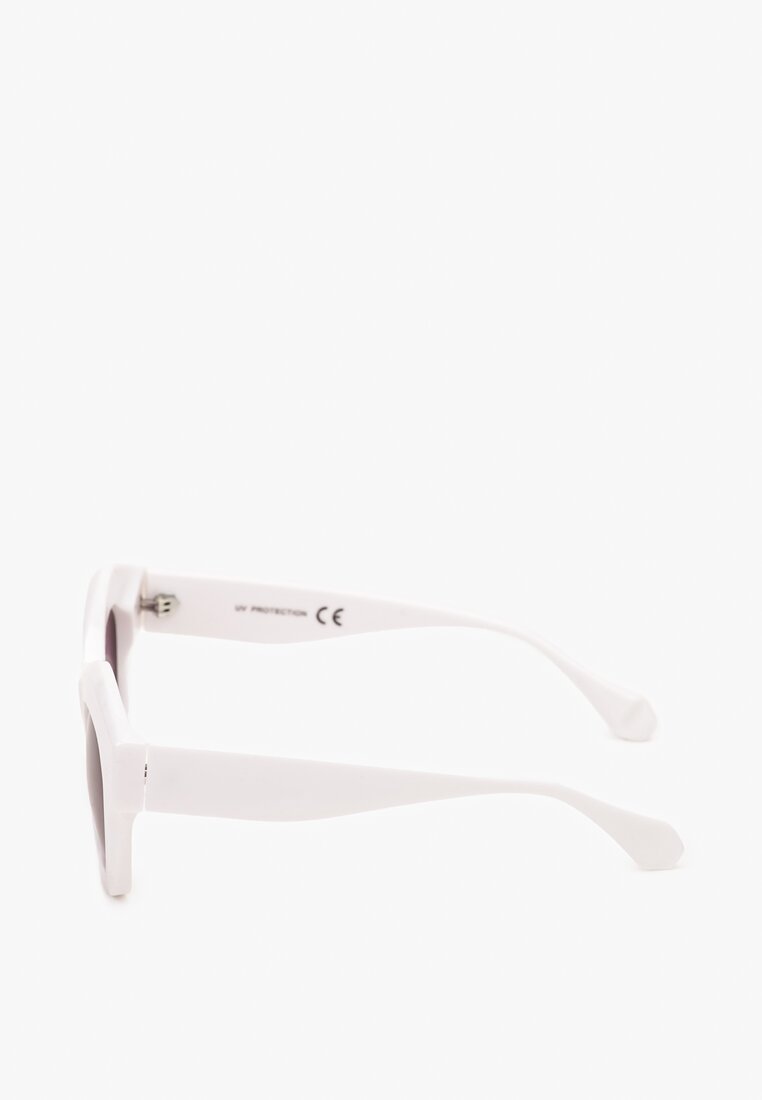 Białe Okulary Przeciwsłoneczne o Nowoczesnym Zaokrąglonym Kształcie Rialla