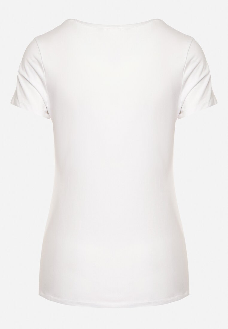 Biały T-shirt Bawełniany z Nadrukiem Rusolia