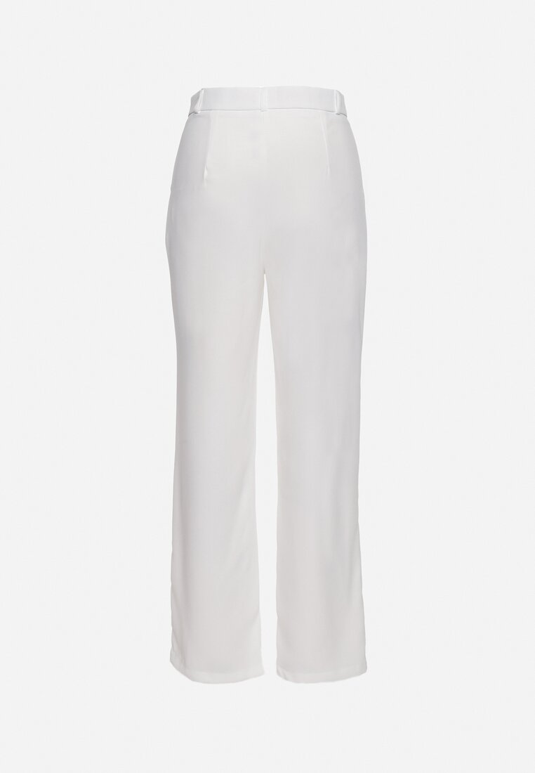 Białe Szerokie Klasyczne Spodnie Cygaretki  Ulea