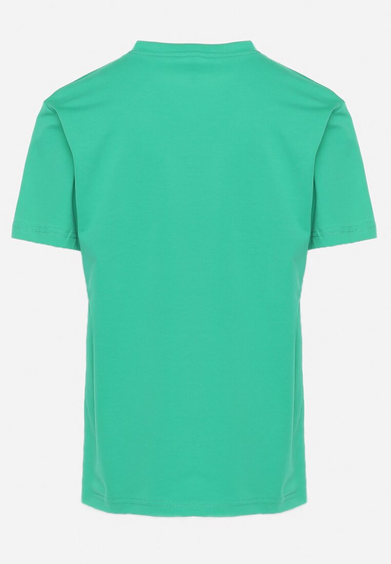 Zielona T-Shirt Koszulka z Bawełny z Krótkim Rękawem i Aplikacją Abrovia