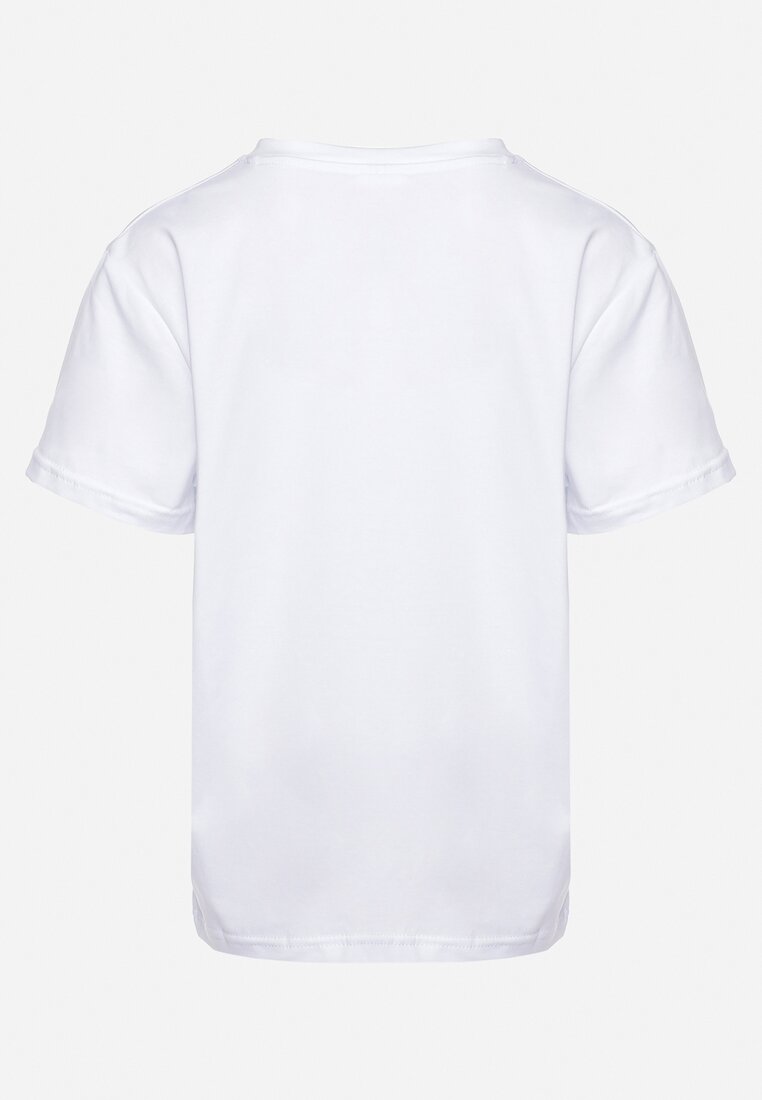 Biała Bawełniana Koszulka T-shirt z Krótkim Rękawem Hirfalia
