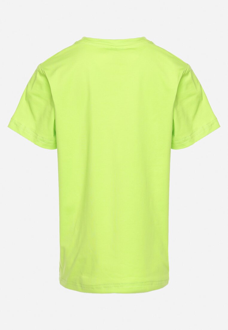 Jasnozielona Koszulka T-shirt z Nadrukiem z Kotem Palialia