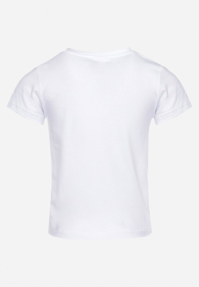 Biała Koszulka T-shirt z Elastycznej Bawełny z Zabawnym Nadrukiem Varnalia