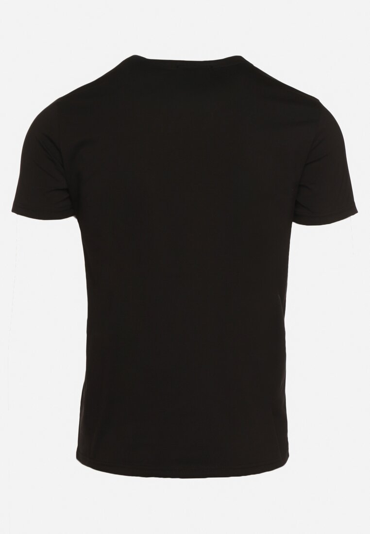 Czarna Bawełniana Klasyczna Koszulka ze Zwierzęcym Motywem Klobia