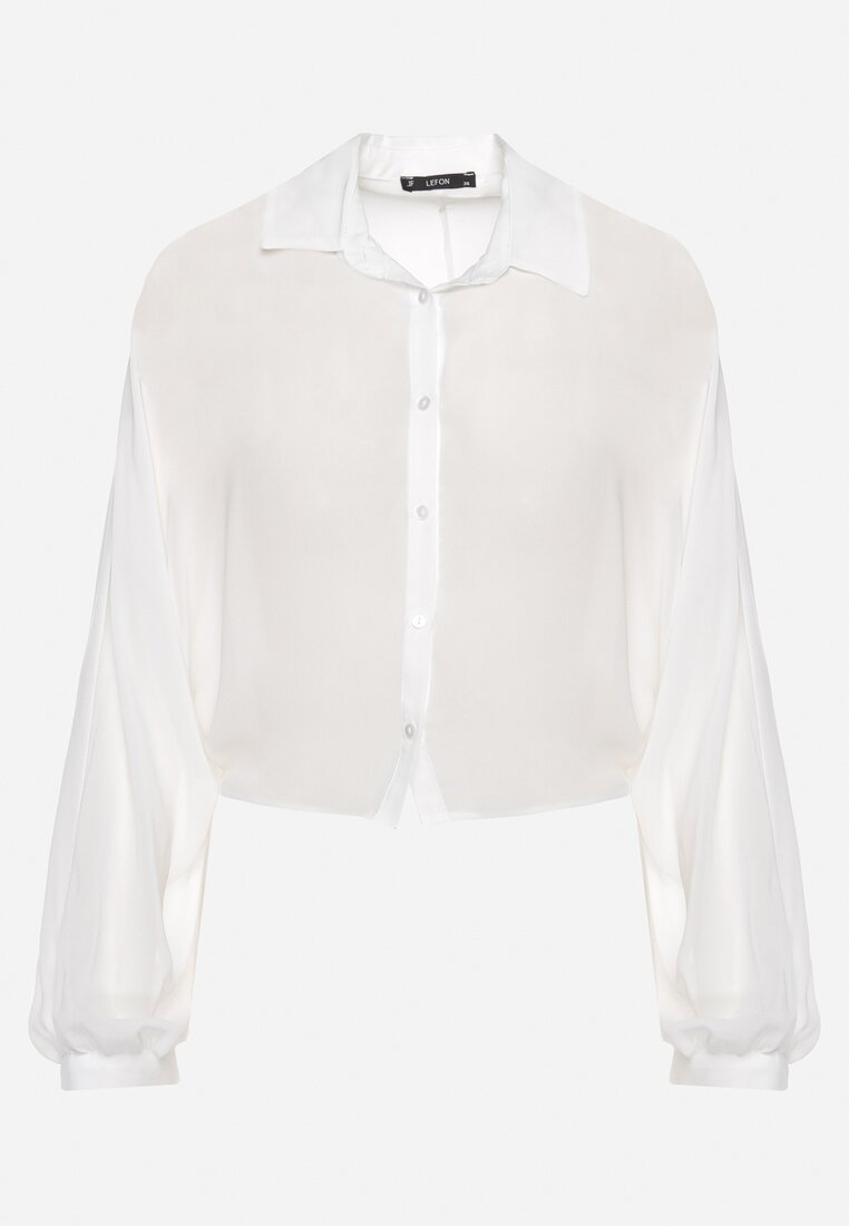 Biała Koszula Zapinana na Guziki z Rękawami Typu Nietoperz Bralea