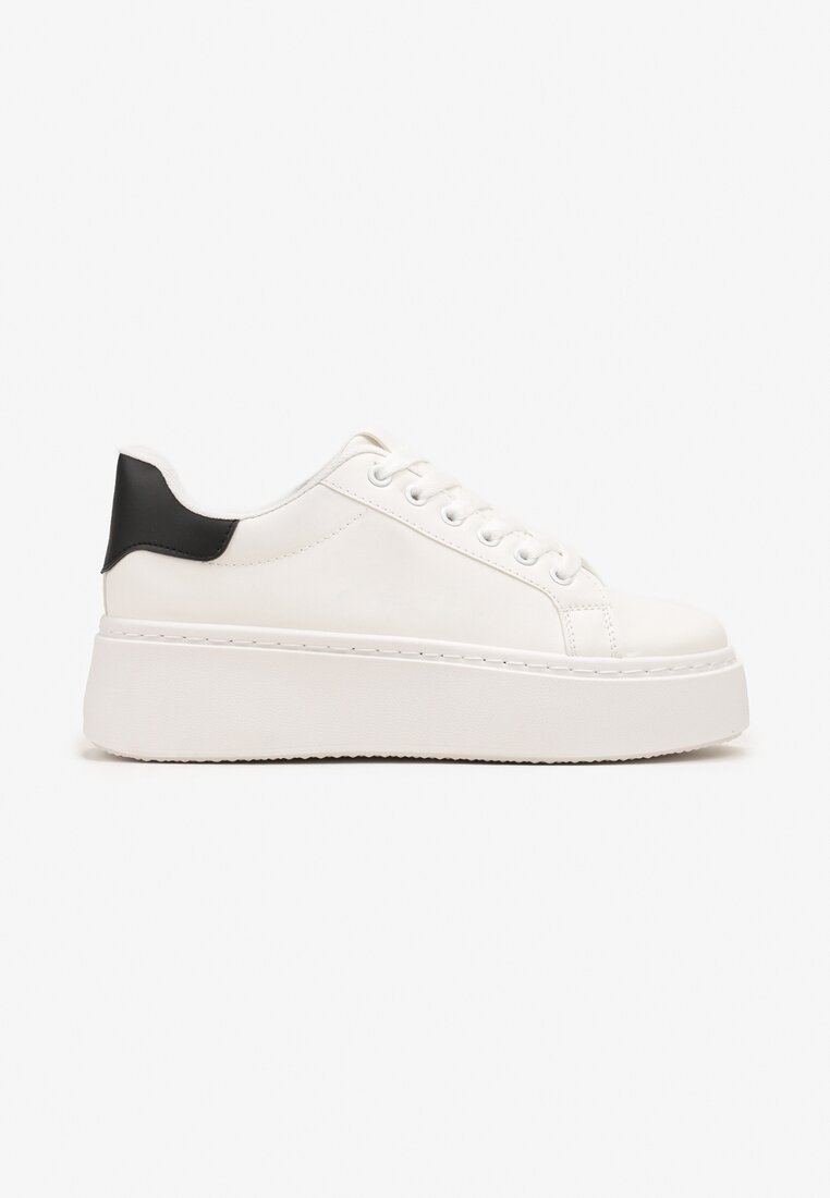 Biało-Czarne Casualowe Sneakersy na Grubej Podeszwie Tiadonia