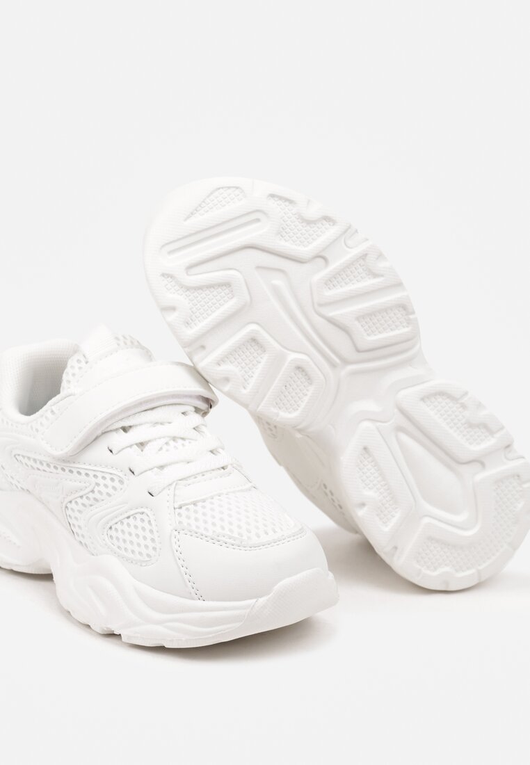 Białe Buty Sportowe Zapinane na Rzep ze Sznurowaniami Testolee