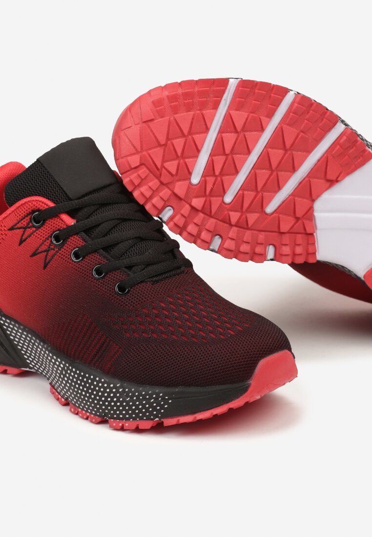 Czerwone Sneakersy Buty Sportowe Sznurowane z Efektem Ombre Riselle