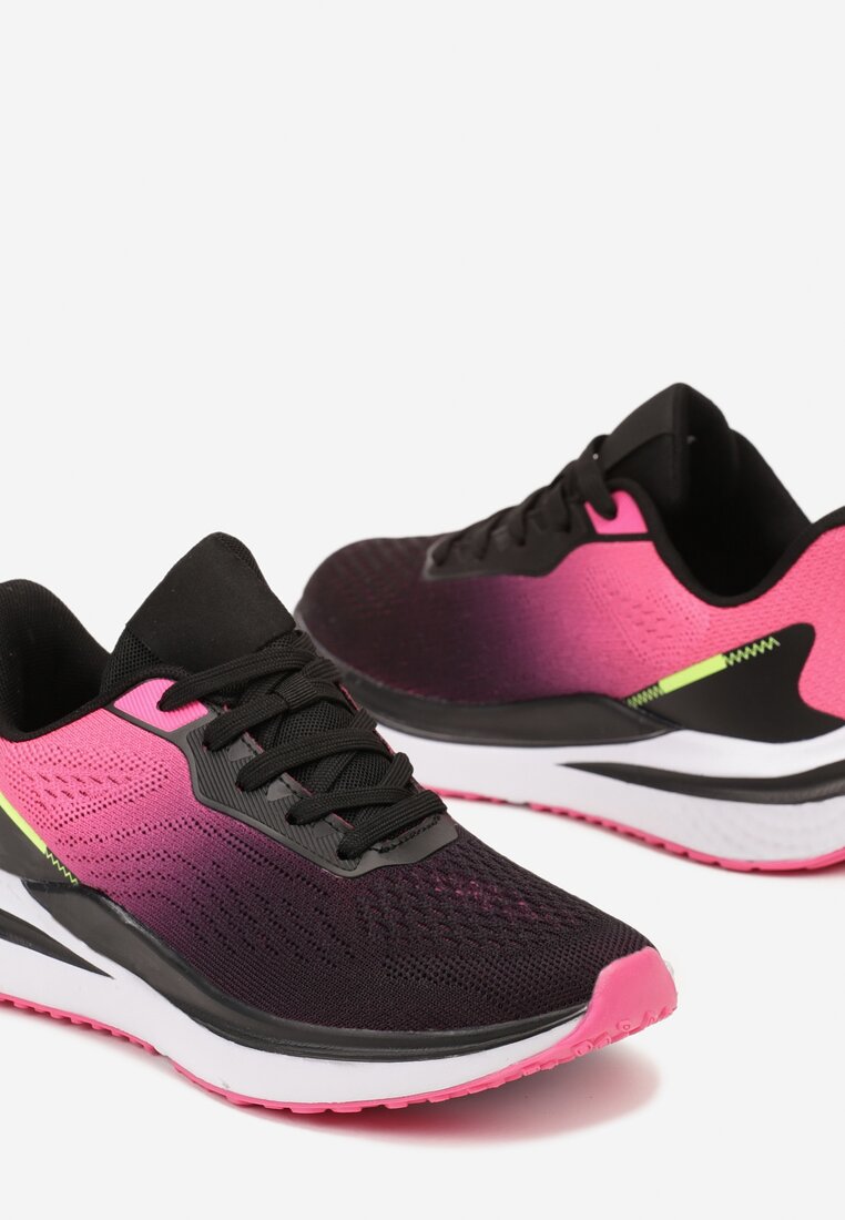 Czarno-Różowe Buty Sportowe Sneakersy ze Sznurowaniami Risamay