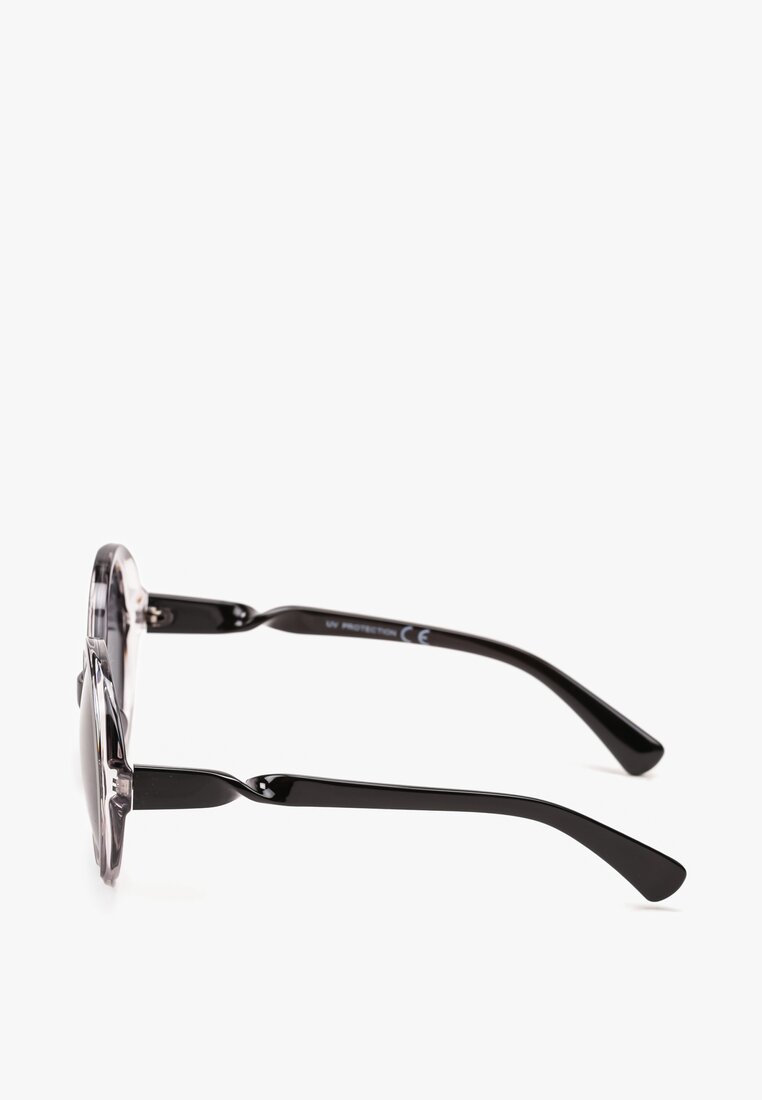 Czarne Okulary Przeciwsłoneczne z Okrągłymi Oprawkami i Filtrem UV Ulvalea
