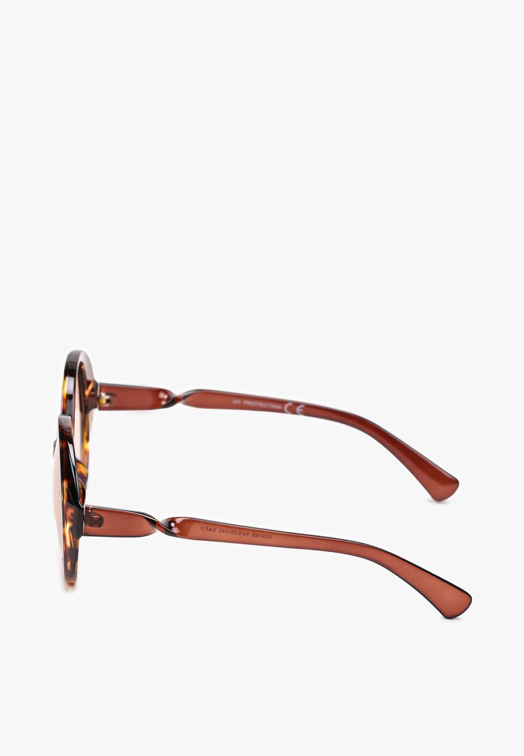 Brązowe Okulary Przeciwsłoneczne z Okrągłymi Oprawkami i Filtrem UV Ulvalea