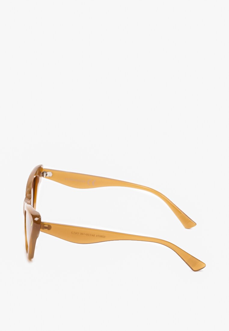 Ciemnobeżowe Okulary Przeciwsłoneczne Typu Kocie Oko z Filtrem UV Gonallea