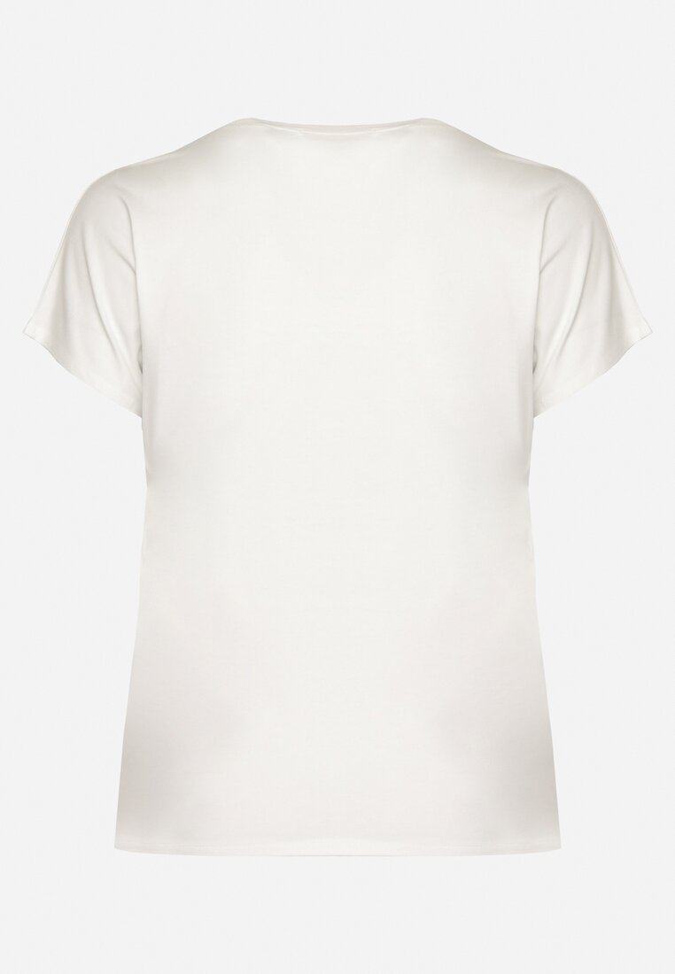 Biały T-shirt z Bawełny Wykończony Cyrkoniami Krissianne