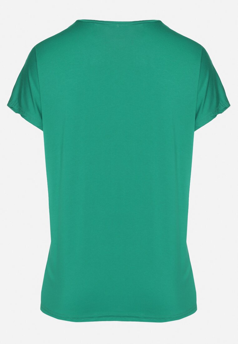 Zielony T-shirt z Bawełny Wykończony Cyrkoniami Krissianne