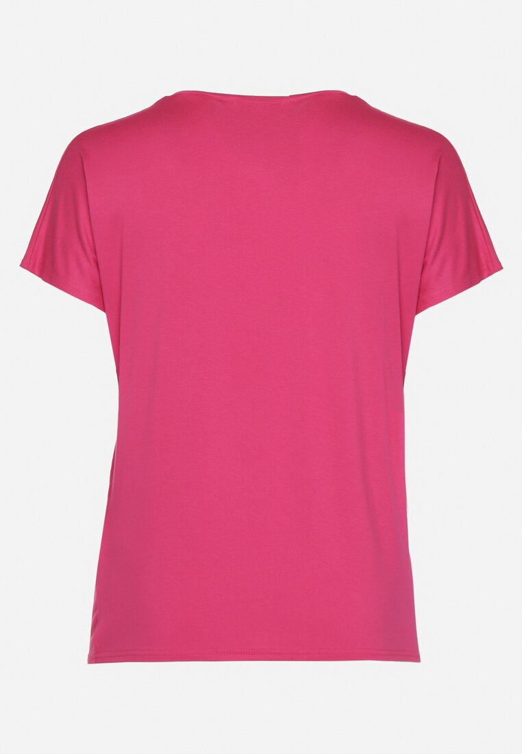 Ciemnoróżowy Klasyczny Bawełniany T-shirt Ozdobiony Cyrkoniami Christara