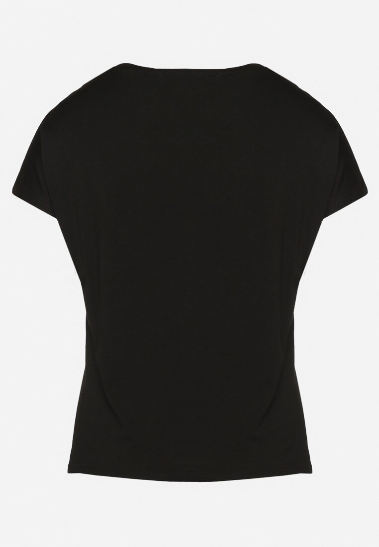 Czarny Klasyczny Bawełniany T-shirt z Nadrukiem Wiloa