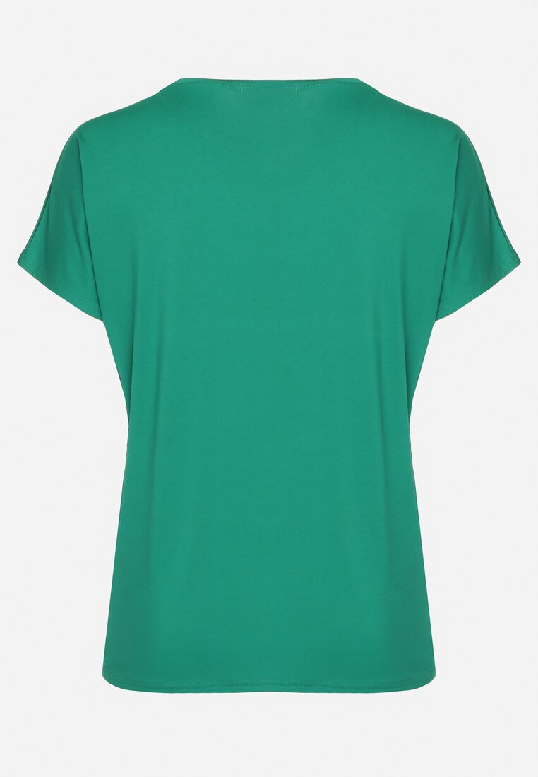 Zielony T-shirt z Bawełny z Kokardkami Ozdobionymi Cyrkoniami Rissamore
