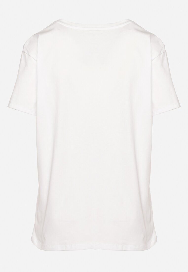 Biały  T-shirt z Bawełny z Krótkim Rękawem i Nadrukiem Nuvilla