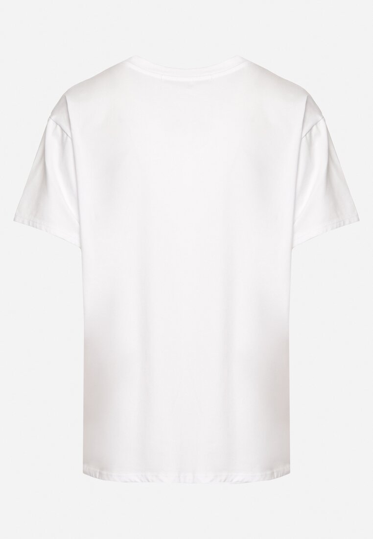 Biały Bawełniany T-shirt z Krótkim Rękawem i Ozdobnymi Aplikacjami Kirilla