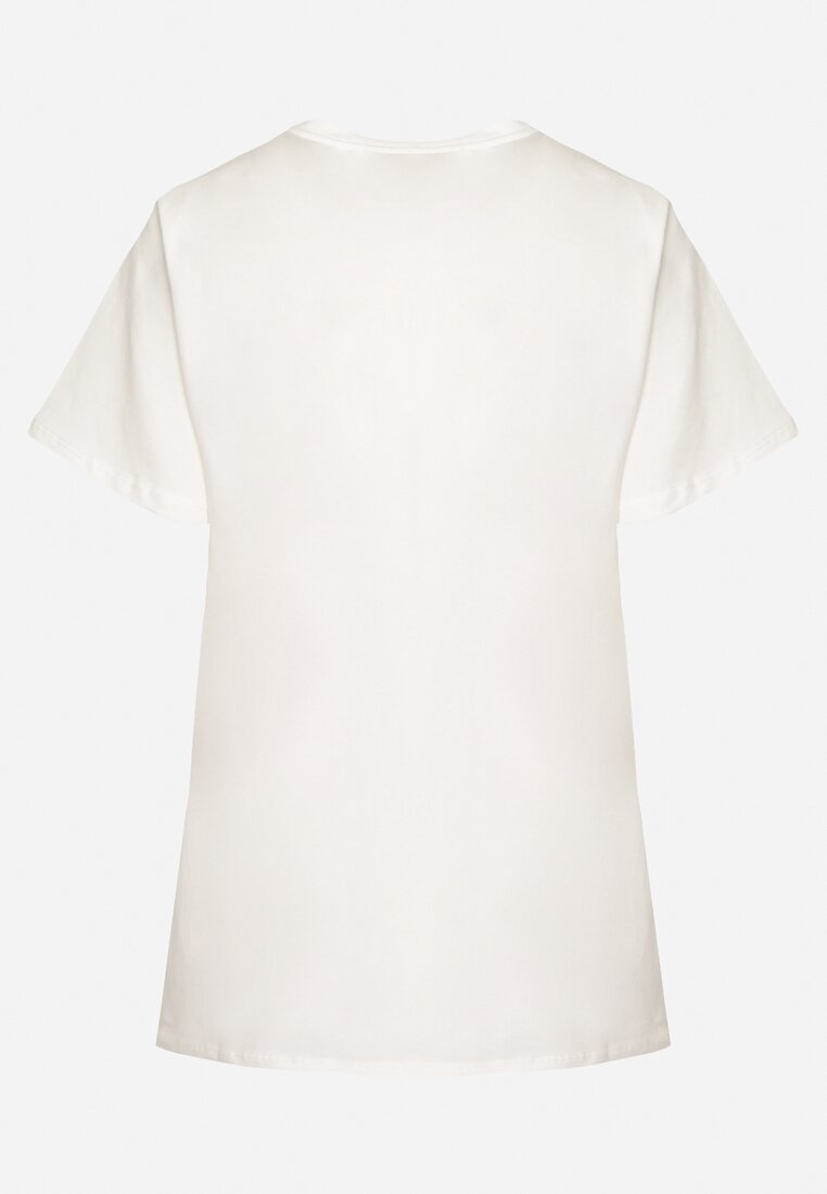 Biały T-shirt z Bawełny z Krótkim Rękawem i Naszywką w Kształcie Serca Viketta