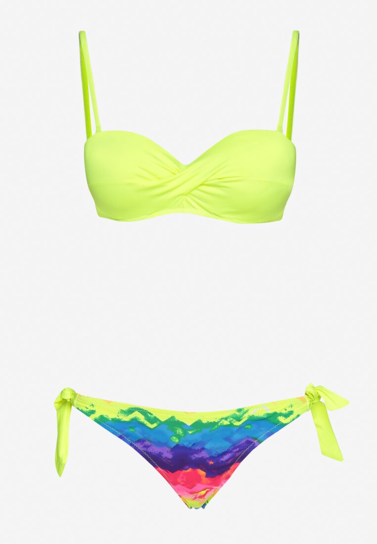Żółto-Niebieskie Bikini Dwuczęściowe Stanik i Dwie Pary Majtek Ereviana
