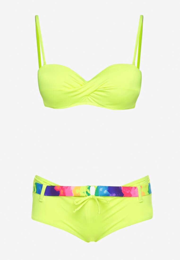 Żółto-Niebieskie Bikini Dwuczęściowe Stanik i Dwie Pary Majtek Ereviana
