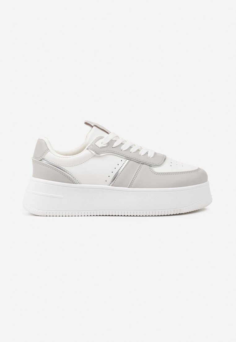 Biało-Szare Klasyczne Sneakersy Vices na Grubej Podeszwie Torira