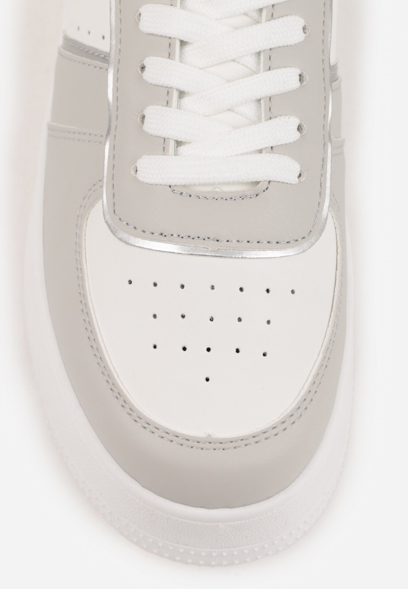 Biało-Szare Klasyczne Sneakersy Vices na Grubej Podeszwie Torira