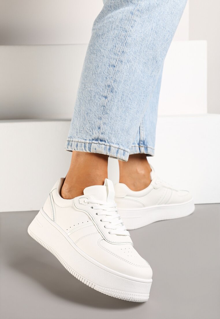 Białe Klasyczne Sneakersy Vices na Grubej Podeszwie Torira