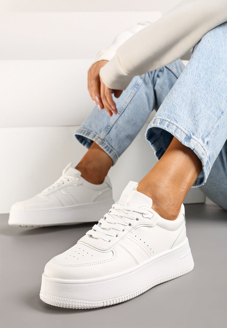 Białe Klasyczne Sneakersy Vices na Grubej Podeszwie Torira