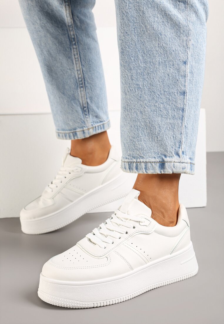 Białe Klasyczne Sneakersy Vices na Grubej Podeszwie Torira