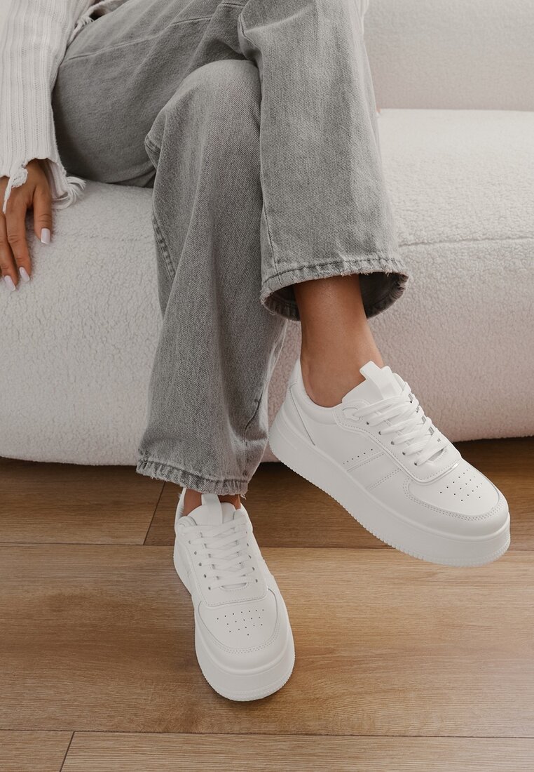 Białe Klasyczne Sneakersy Vices na Grubej Podeszwie Torira