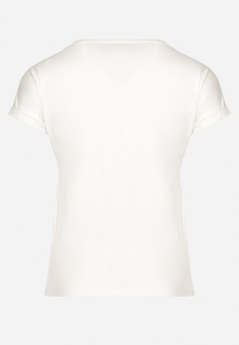 Biały T-shirt z Napisem z Motywem Kawy Dimrrue