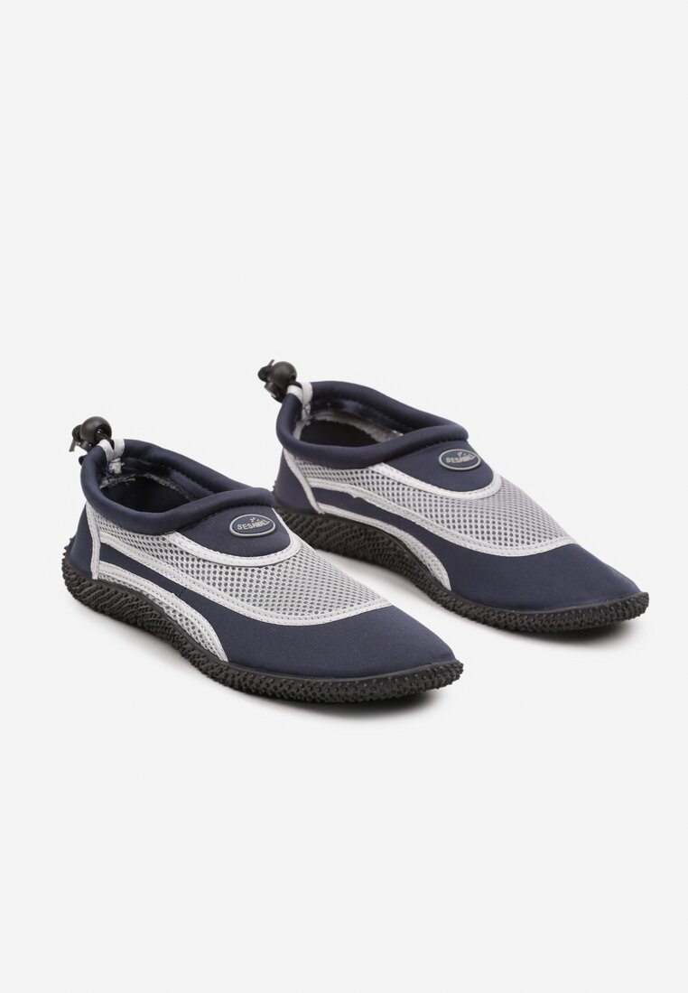 Granatowo-Szare Buty Sportowe z Siateczki z Elastyczną Podeszwą Camagia