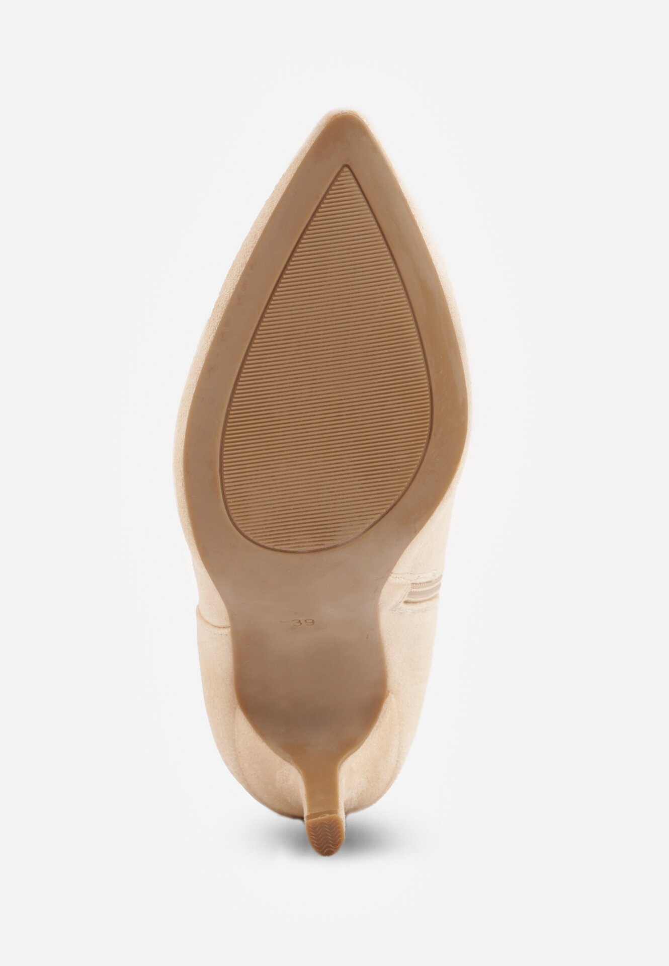 Jasnobeżowe Botki na Szpilce ze Szpiczastym Noskiem Reyi