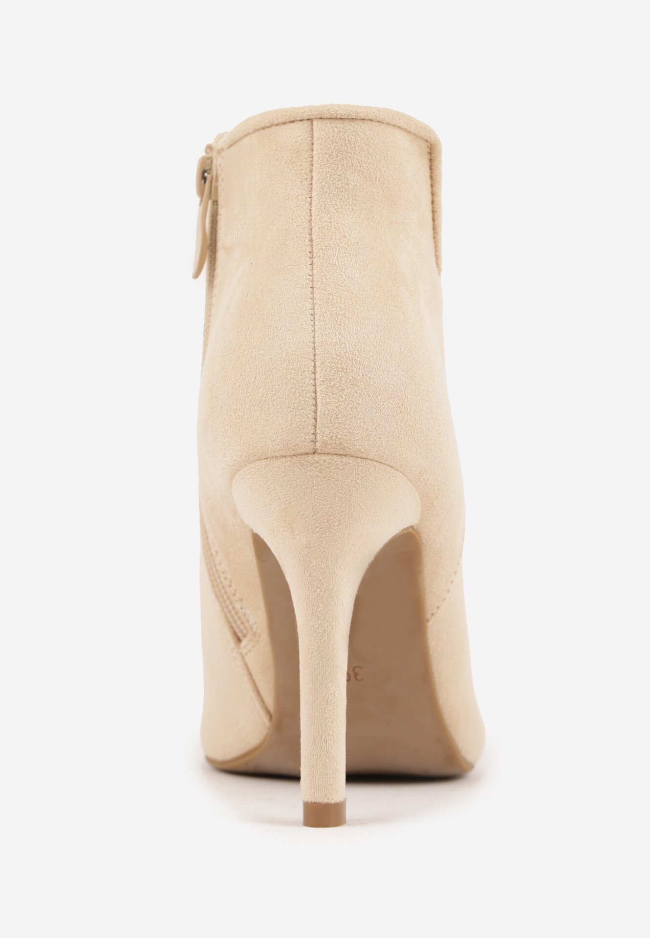 Jasnobeżowe Botki na Szpilce ze Szpiczastym Noskiem Reyi