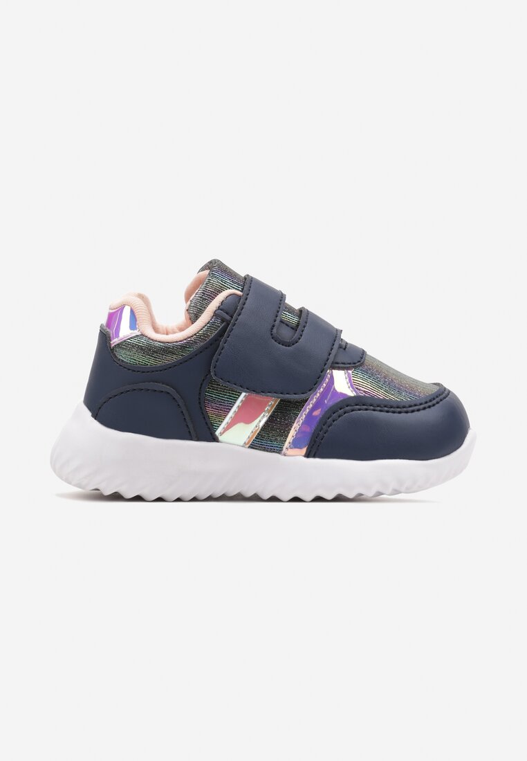 Granatowe Buty Sportowe Zapinane na Rzep Timami