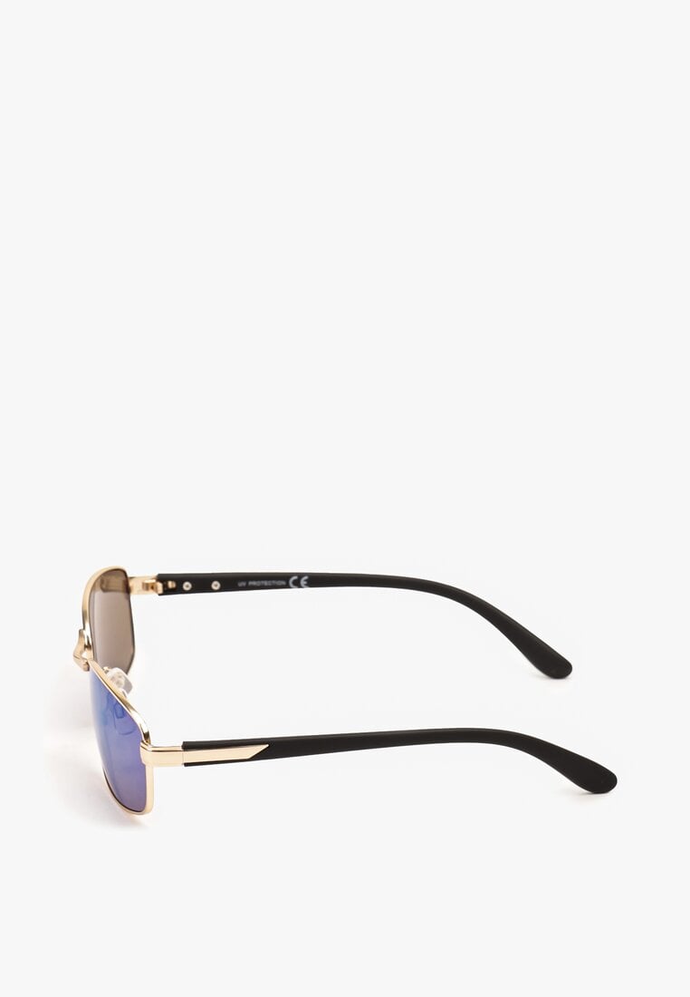 Niebieskie Okulary Przeciwsłoneczne ze Srebrnymi Oprawkami Tinices