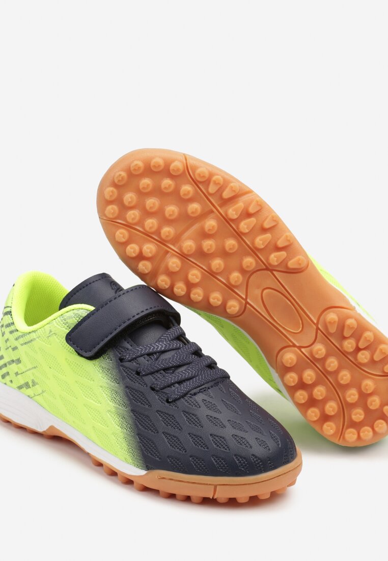 Czarno-Żółte Płaskie Buty Sportowe Halówki Zapinane na Rzep Nellinda