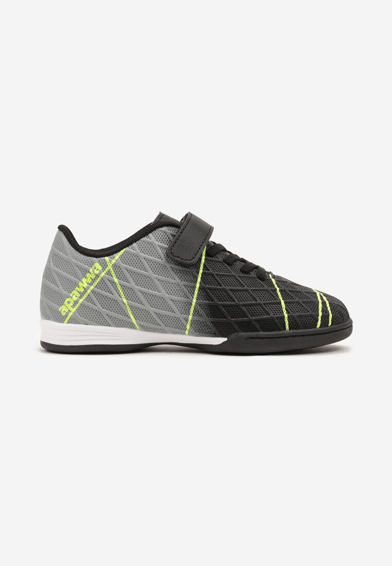 Czarno-Szare Płaskie Buty Sportowe Sneakersy Halówki na Rzep Nelliya
