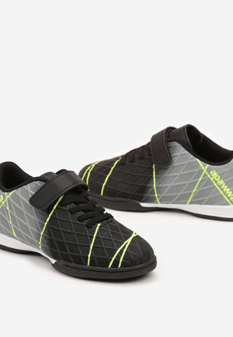 Czarno-Szare Płaskie Buty Sportowe Sneakersy Halówki na Rzep Nelliya