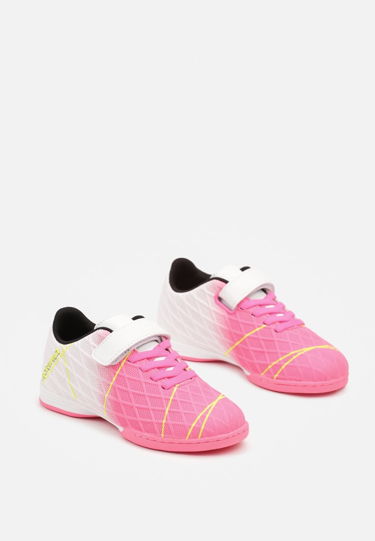 Różowo-Białe Płaskie Buty Sportowe Sneakersy Halówki na Rzep Nelliya